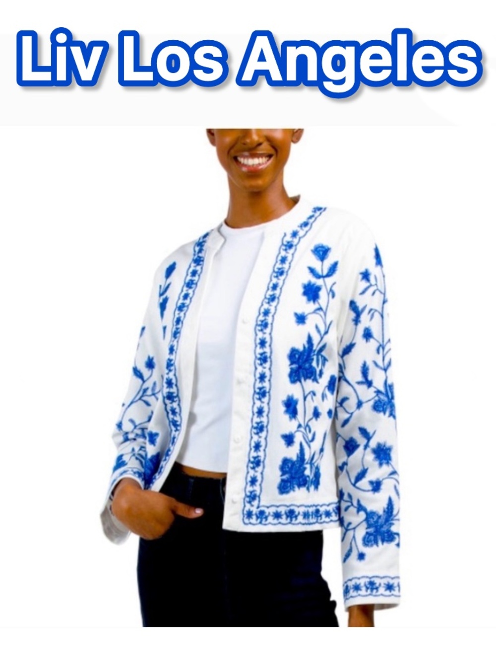 NWT LIV LOS ANGELES EMBROIDERED COTTON JACKET